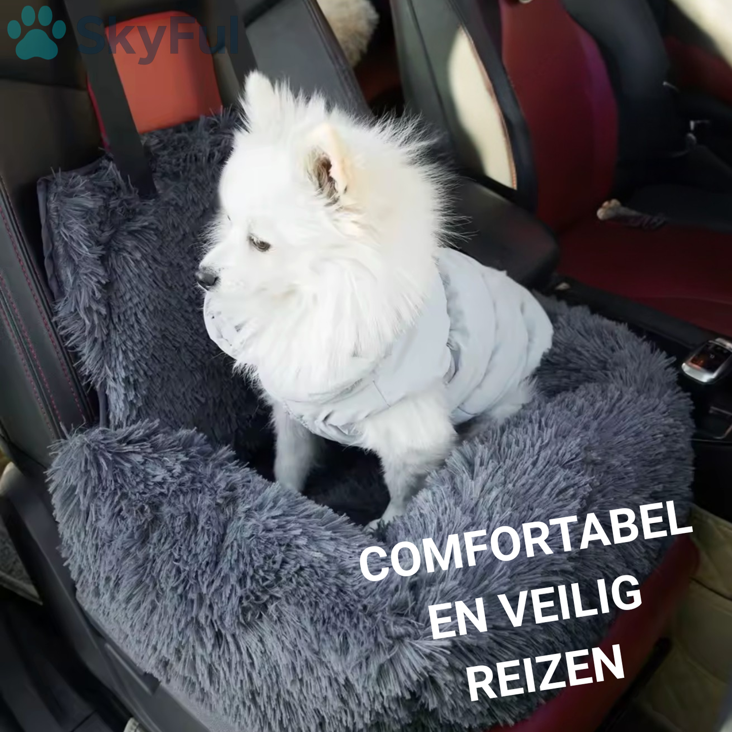 SkyRide™ Autostoel voor Honden – Antislip, Afneembaar & Ultiem Comfort voor Je Huisdier