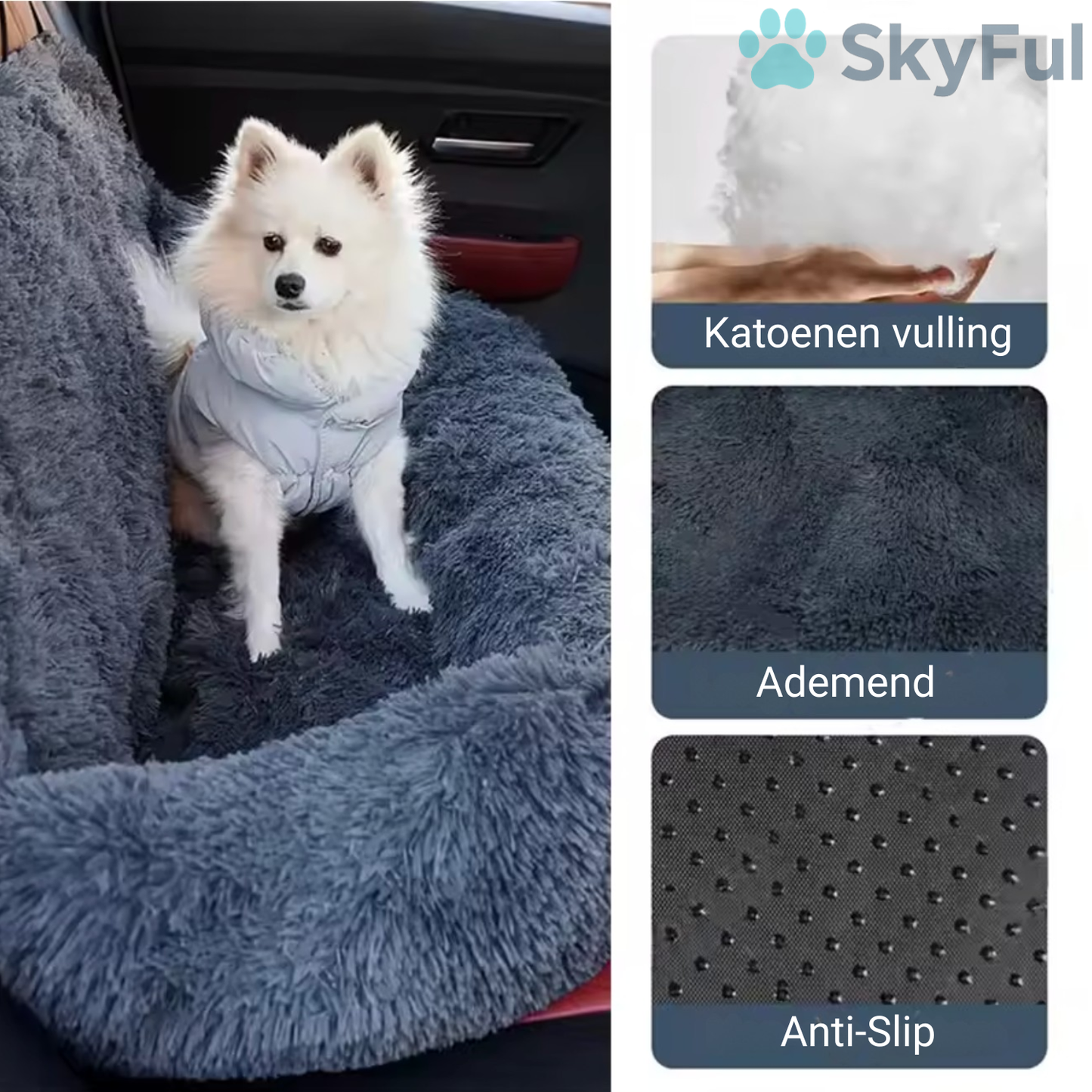 SkyRide™ Autostoel voor Honden – Antislip, Afneembaar & Ultiem Comfort voor Je Huisdier