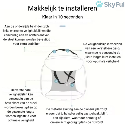 SkyRide™ Autostoel voor Honden – Antislip, Afneembaar & Ultiem Comfort voor Je Huisdier