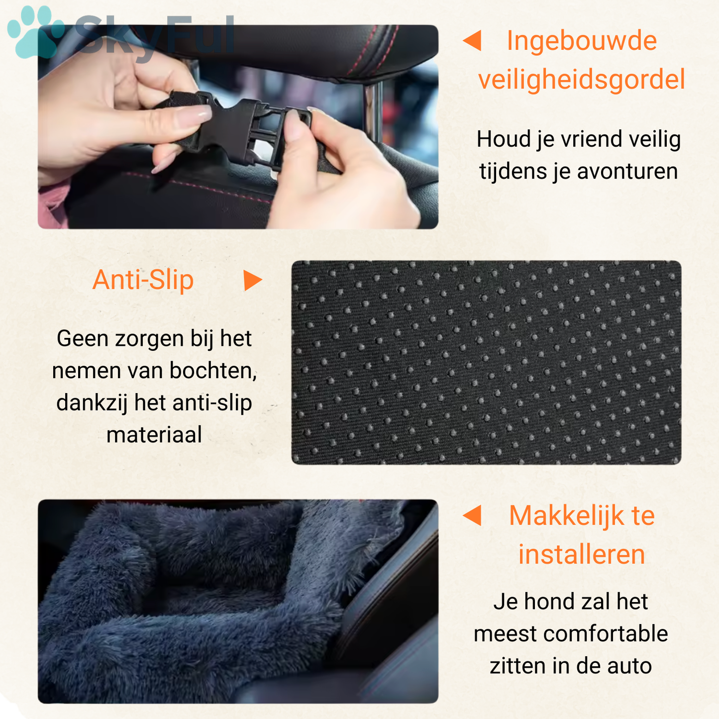 SkyRide™ Autostoel voor Honden – Antislip, Afneembaar & Ultiem Comfort voor Je Huisdier
